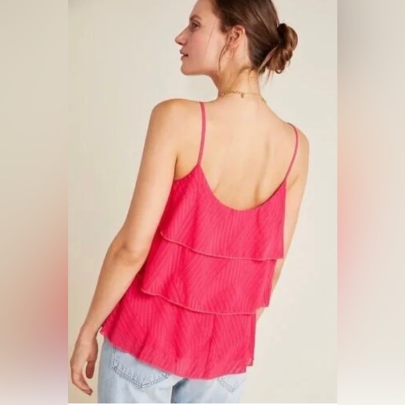 Anthropologie AMADI Anthropologie Ameline Tiered Pink Cami Tank - Picture 3 of 4